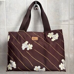Brown Floral Tote Bag